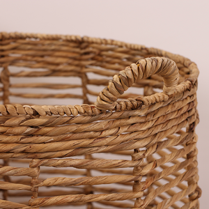Cesta de tejido abierto de jacinto de agua superventas con asas Cestas de almacenamiento de mimbre hechas a mano Color natural para proveedor mayorista - Product Image 3