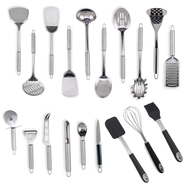 Cooking Spoon For Kitchen Metal Soup Ladle Stainless Steel Cookware Utensil Set Skimmer Turner Gadgets Cooking Utensils