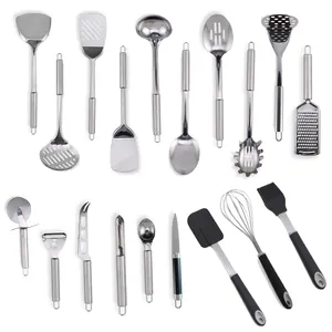 1pc Silicone & Wood Handle Kitchen Cooking Utensils Set (includes Soup  Ladle, Stirring Spoon, Slotted Turner, And Skimmer)