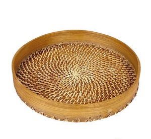 ถาดไม้หวายพร้อมหูจับ,ถาดเสิร์ฟขนมและกาแฟสำหรับอาหารเย็นอุปกรณ์จัดเลี้ยงในห้องครัว - Product Image 5