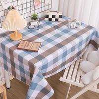 Nappe en PVC à carreaux bleu clair et taupe, motif pied-de-poule, pour cuisine et salle à manger, style ferme, vente en gros usine