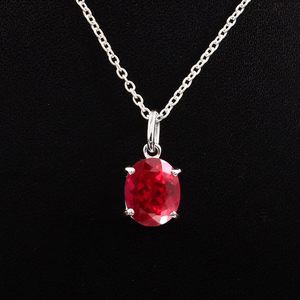 <b>Ruby</b> Oval Cut Gemstone 925 Silver Gold Plated Handmade Classic Women's Claw Setting Pendant Pigeon Red Charm for Engagement - Product Image 3