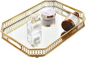 Élégant rangement pour salle de bain et vanité plateaux de rangement décoratifs en miroir pour les options de cadeaux de mariage disponibles au meilleur prix - Product Image 5