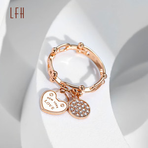 AU750饰品批发玫瑰金戒指心形吊坠戒指18k金链心形戒指女性oro 18k原装 - Product Image 4
