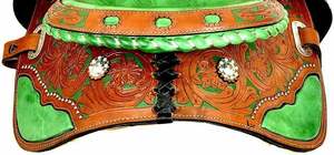 Vente en gros de selle de cheval Western Barrel de qualité supérieure en cuir sculpté à la main avec siège souple en daim pour l'équitation - Product Image 6