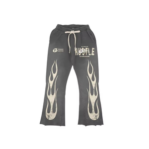 Ensemble survêtement personnalisé délavé à l'acide pour homme, sweat-shirt à capuche et pantalon de survêtement brodés déchirés, logo streetwear, survêtement pour la salle de sport - Product Image 5