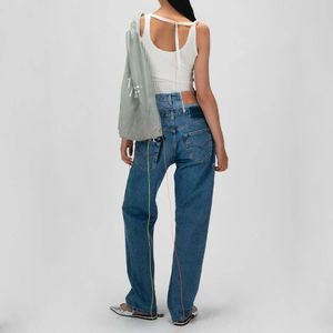 2025 pantalones vaqueros con abertura para mujer, cintura Regular, Color sólido, pantalones pitillo para mujer, pantalones vaqueros ajustados, pantalones vaqueros para mujer, servicio OEM - Product Image 4