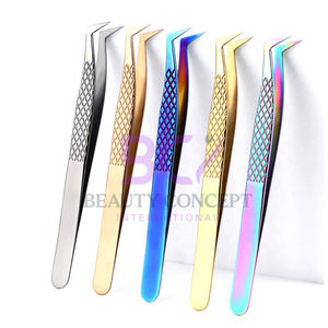 Pinzas de pestañas rectas de acero inoxidable multicolor Premium, pinzas de pestañas de aislamiento puntiagudas de agarre antideslizante fáciles de usar - Product Image 1