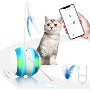Giocattolo per gatti interattivo intelligente ricaricabile USB 3 modalità Laser e piuma divertente giocattolo per gatti con controllo App - Product Image 6