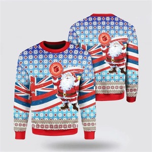 2024 Santa Claus invierno sólido liso teñido ecológico feo suéter divertido Navidad pulóver Top hombres mujeres ropa Festival regalo - Product Image 2
