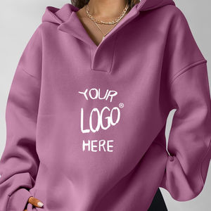 Sweat-shirt à capuche grande taille avec logo personnalisé pour femmes 100% coton Sweats à capuche surdimensionnés décontractés pour femmes - Product Image 3