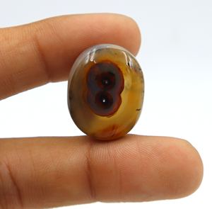 พลอยอาเกตทรงหลังเบี้ยตาธรรมชาติ24X19X7MM เรียบทรงรีสำหรับทำเครื่องประดับ - Product Image 1