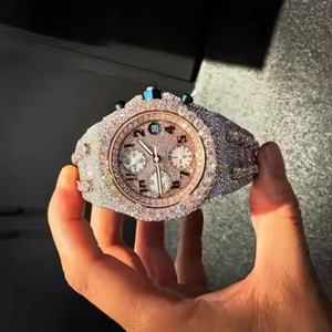 Montre-bracelet à quartz bicolore de luxe de haute qualité Iced Out D Color VVS Moissanite Diamond Style Hip Hop pour hommes femmes montre de sport - Product Image 2