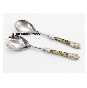 Último Stock, llegada de alta demanda, seguro para alimentos, acero inoxidable, mango de resina de tortuga, cuchara, tenedor y juego de cubiertos - Product Image 1