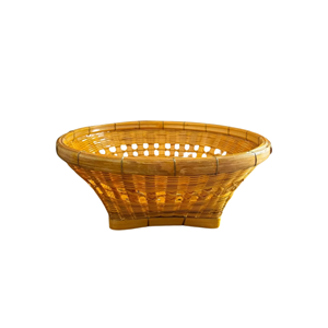 ตะกร้าไม้ไผ่ทอมือพร้อมการทอลายนูน - Product Image 1