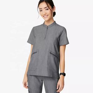 Tops belleza túnica Scrubs uniformes para mujeres médico enfermera ropa suave elástico manga corta azul todos los colores uniformes de Hospital - Product Image 5