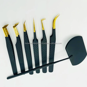 Pinces à épiler professionnelles pour extensions de cils en acier inoxydable, pointe en fibre, anti-magnétiques, antistatiques, durables, tailles 12 cm/13 cm/14 cm - Product Image 3