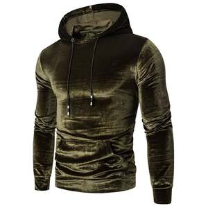 Men's Velvet Hooded <b>Sweatshirt</b> Solid Color Long Sleeve Breathable Eco-Friendly Plain Dyed Lined Pullover for Spring Autumn - Product Image 1