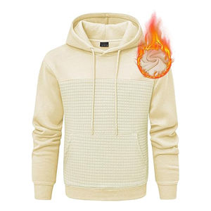 Sweat à capuche homme décontracté en coton à manches longues avec cordon de serrage polaire gaufré pull à capuche avec poche kango - Product Image 5