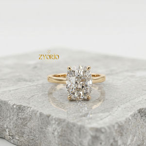 <b>Cushion</b> Cut Solitaire Engagement <b>Ring</b> in 10K Gold Minimalist Diamond <b>Wedding</b> <b>Ring</b> for Women - Product Image 4