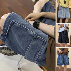 Summer Streetwear Vintage Cargo Denim Shorts Loose Fit 100% Cotton Heavyweight Denim Baggy Shorts Wholesale Rate OEM Custom - Product Image 4