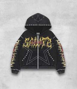 Sudadera con Pedrería Verano 2026, Estilo Retro Vintage, Informal, Tejida, Antiarrugas, Secado Rápido, Ecológica, Transpirable, Corte Holgado - Product Image 1