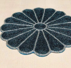 Best Selling Round Jute <b>Beaded</b> <b>Placemat</b> Coaster Pad for Dining and Home for Wedding Table Food Dish Placement Accessories - Product Image 2