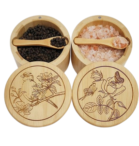 Juego de Azucareros de madera de Color marrón de gran venta con cuchara Juego de cuencos de sal y pimienta de madera de acacia - Product Image 5