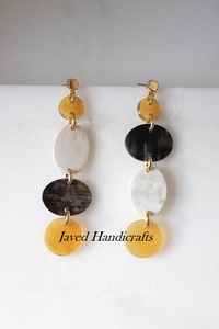 Pendientes naturales cavados a mano Vintage de cuerno de buey, forma redonda de alta calidad, acabado brillante, bisutería ligera - Product Image 2