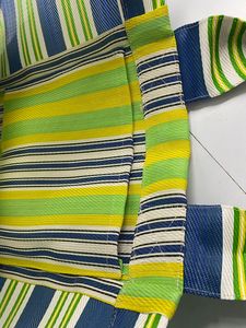 กระเป๋าชายหาดแบบสานมือจากพลาสติกไนลอนรีไซเคิล PP ลายทาง เป็นมิตรกับสิ่งแวดล้อม ใช้ซ้ำได้ ยั่งยืน พร้อมซิปเชือก ขายส่ง - Product Image 5