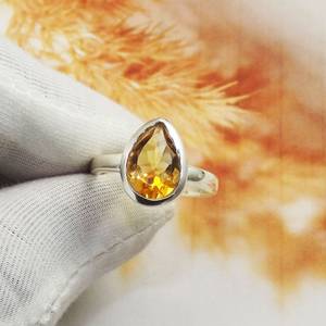 Bague vintage en argent sterling 925 avec pierre précieuse citrine naturelle sertie en canal, motif amoureux, bijoux unisexes pour anniversaire - Product Image 2
