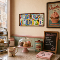 Letrero Metálico Vintage con Frase Divertida de Cupcakes, Placa de Metal Rústica Retro, Decoración de Pared de Panadería a la Antigua