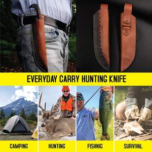 Cuchillo Vikingo de Caza de 9.5 Pulgadas, Hoja de Acero de Damasco, Mango de Cuerno de Toro, Recubrimiento de Polvo Negro, Acero con Alto Contenido de Carbono, Grabados Nórdicos - Product Image 6