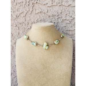 Tia Long Palomino Variscite & Sterling <b>Silver</b> Fine <b>Choker</b> Necklace - Product Image 1