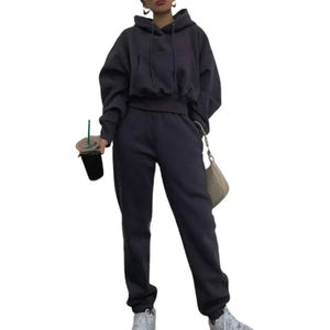 Chándal polar de algodón para mujer ropa deportiva con capucha y cremallera de gran tamaño - Product Image 4