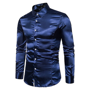 Chemisier en satin Botton Up d'hiver de qualité supérieure Chemise en satin de soie personnalisée pour hommes Streetwear décontracté Chemises de qualité supérieure pour la fête - Product Image 3
