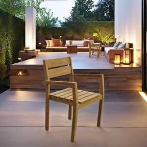 Silla de teca apilable cómoda de alta calidad para muebles de patio al aire libre sillas de jardín de diseño moderno - Product Image 2