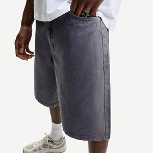 กางเกงยีนส์ขาสั้นวินเทจสำหรับผู้ชาย คุณภาพสูง ความยาวระดับเข่า ผ้ายีนส์ฟอก 100% รับสกรีนโลโก้ - Product Image 1