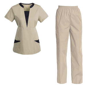 Uniformes médicos al por mayor con logotipo personalizado suave tejido elástico cuello en V multibolsillo conjuntos para Médicos Enfermeras Hospital - Product Image 3