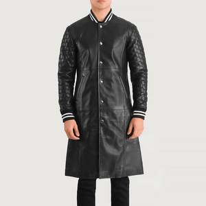 Wilde <b>Men's</b> <b>Black</b> Leather Varsity Coat - Product Image 4