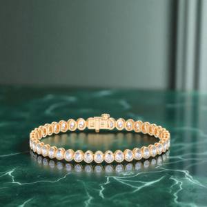 Pulsera de tenis con bisel de diamante cultivado en laboratorio de corte ovalado de 6,10 quilates para mujer hecha en platino - Product Image 6