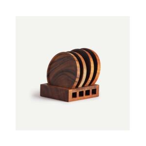 Juego de Posavasos Redondos de Madera Rústicos Hechos a Mano |   Portavasos Naturales para Mesa de Centro, Restaurantes y Decoración del Hogar - Product Image 1