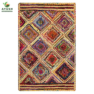 Alfombras de piso para sala de estar y comedor hechas de yute y material de algodón de color alfombras de yute trenzadas a mano personalizadas - Product Image 6