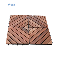 Carrelage de terrasse en bois d'acacia moderne et écologique Carreaux de patio en bois carrés à emboîtement diagonal à 8 lattes pour le parquet extérieur