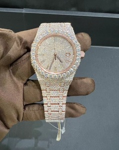 Montre VVS Moissanite Maahir Gems Iced Band 46 mm en or rose, mouvement à quartz, boîtier en alliage, résistante à l'eau 10 m, luxe, affaires, mode - Product Image 2