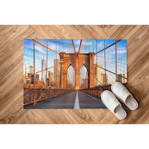 Alfombra Moderna Estampada con Vista del Puente de Brooklyn, Alfombra Decorativa para el Hogar, con Pelo Suave - Product Image 1