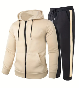 2024 marque hiver hommes survêtement 2 pièces ensemble sweat pantalons de survêtement fermeture éclair à capuche vêtements de sport décontractés 100% coton séchage rapide - Product Image 1