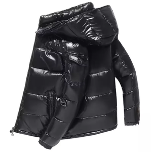 Chaqueta de Plumón Corta con Capucha para Hombre, Personalizada OEM, Negra, Gruesa, Brillante, Ligera, Abrigada, para Invierno, Moda para Exteriores, 2026 - Product Image 4