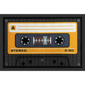 Tapis de sol moderne orange à motif cassette, style moderne - Product Image 1