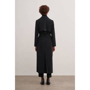 Cappotto Lungo Doppio Petto in <span class=keywords><strong>Ecopelle</strong></span> Nera con Stampa - Product Image 5